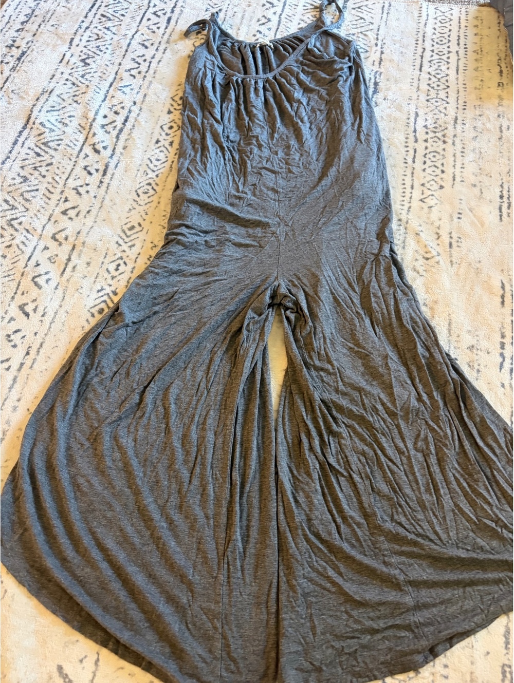 Gray Wide Leg Jumpsuit with Adjustable Straps Size M